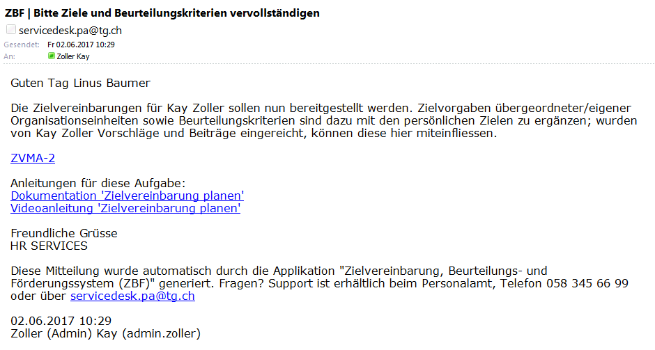 E-Mail Benachrichtigung