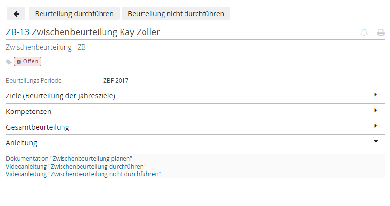 Zwischenbeurteilung planen